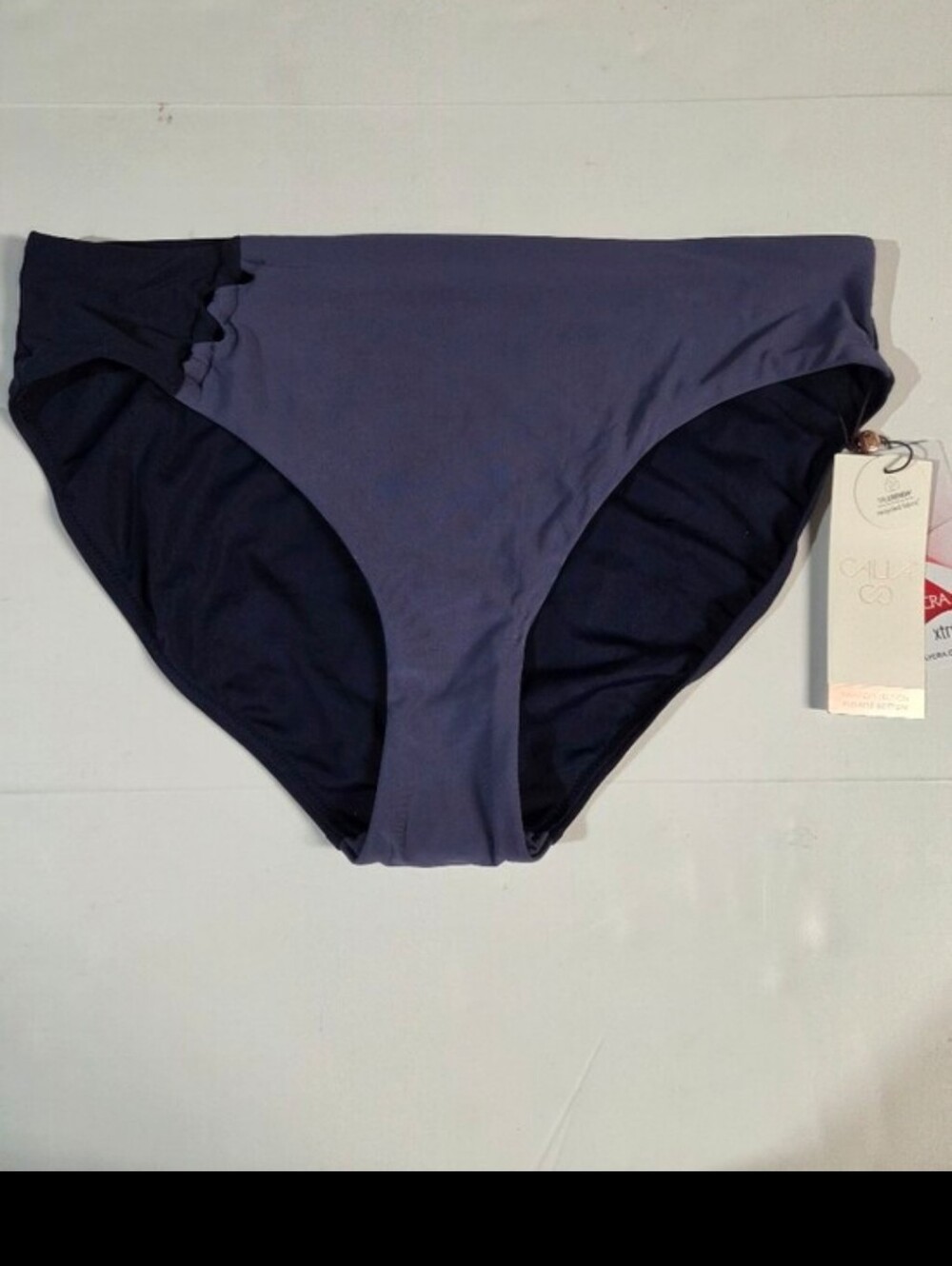 Two-Tone Navy and Purple Front High-Cut Bikini - Picture 12 of 16